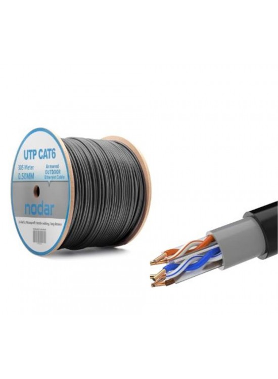Nodar Nd2001 Utp Cat6 Dışmekan Kablo 23Awg Çift Pvc 4P- 1-0.57Mm Cca 305mt Siyah