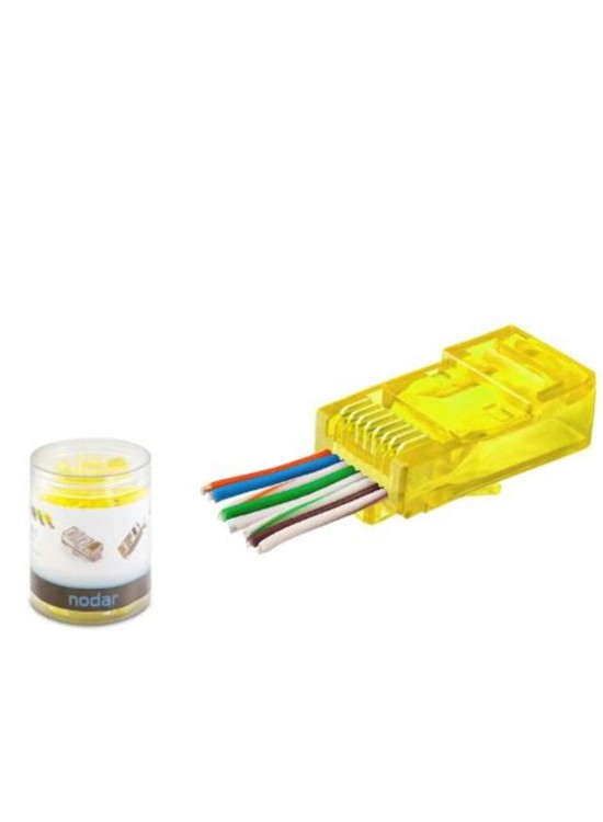 NODAR ND2400 CAT6 EZ RJ45 Konnektör 100 Adet Plastik Kutu - Sarı