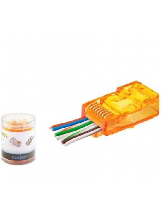 NODAR ND2405 CAT6 EZ RJ45 Konnektör 100 Adet Plastik Kutu -Turuncu