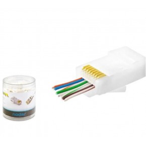 NODAR ND2406 CAT6 EZ RJ45 Konnektör 100 Adet Plastik Kutu - Beyaz