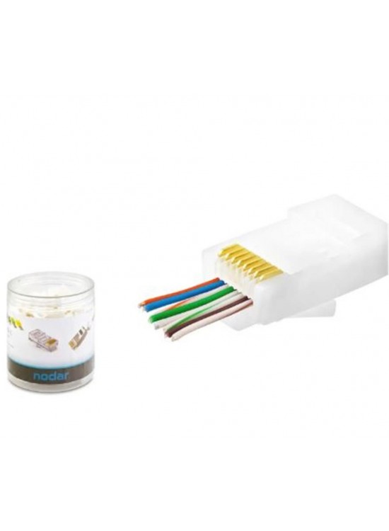 NODAR ND2406 CAT6 EZ RJ45 Konnektör 100 Adet Plastik Kutu - Beyaz NODAR ND2406 CAT6 EZ RJ45 Konnektör 100 Adet Plastik Kutu - Beyaz