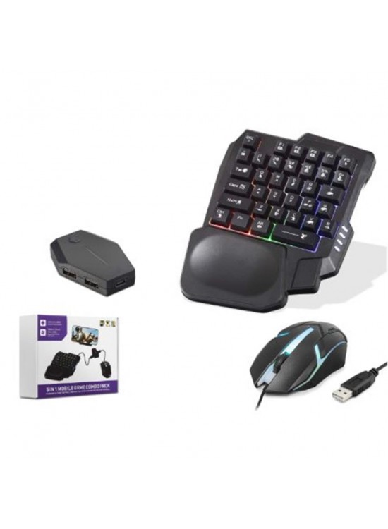NODAR ND762 Mobil Oyun Klavye Mouse Dönüştürücü Seti RGB Siyah