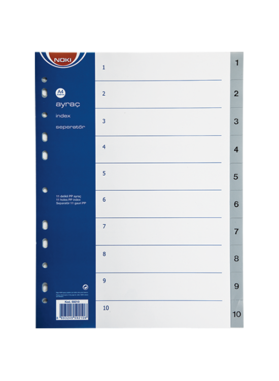 Noki Seperatör 1-10 Rakamlı Plastik A4 59210 Noki Seperatör 1-10 Rakamlı Plastik A4 59210