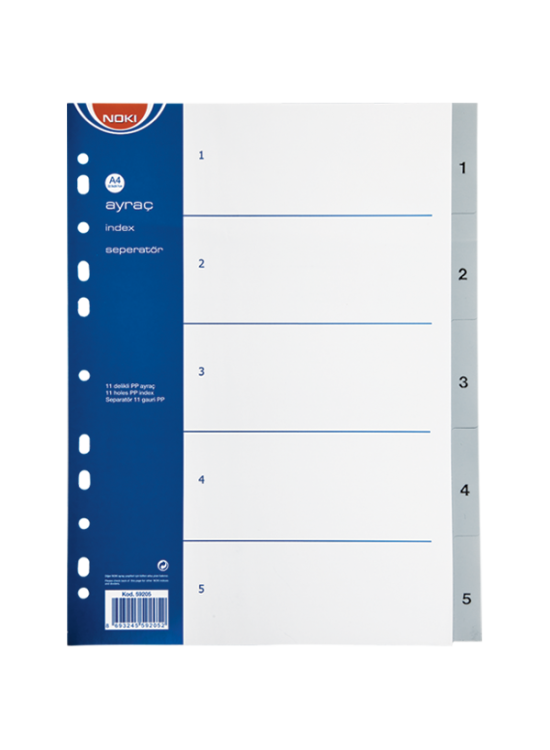 Noki Seperatör 1-5 Rakamlı Plastik A4 59205 Noki Seperatör 1-5 Rakamlı Plastik A4 59205