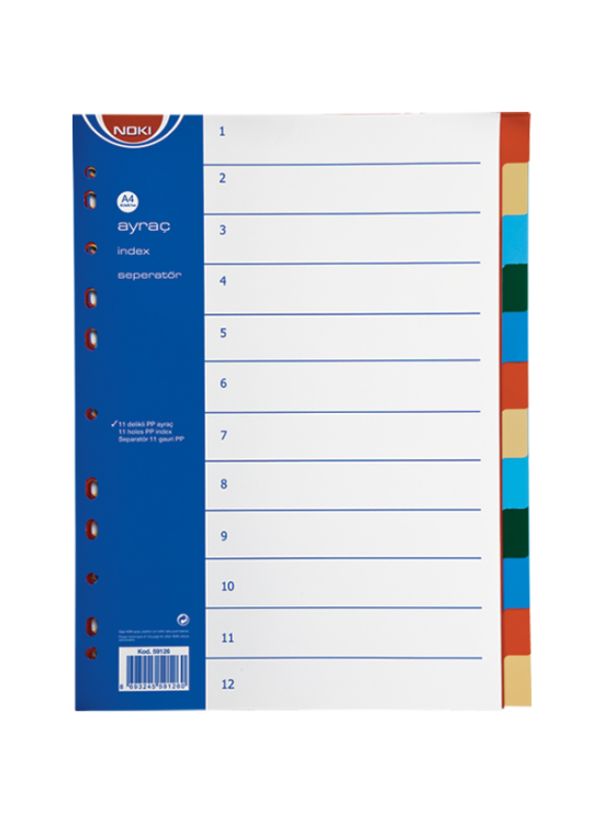 Noki Seperatör 12 Renkli Plastik A4 59126