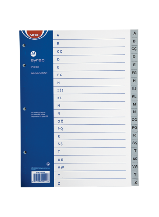 Noki Seperatör A-Z Plastik A4 59229 Noki Seperatör A-Z Plastik A4 59229
