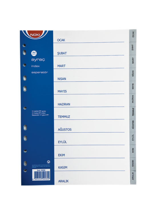 Noki Seperatör Aylar Plastik A4 59280