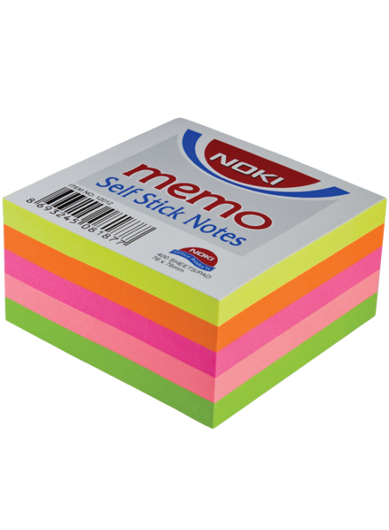 Noki Yapışkanlı Not Kağıdı 400 YP 75x75 5 Neon Renkler 12012 (1 Adet)
