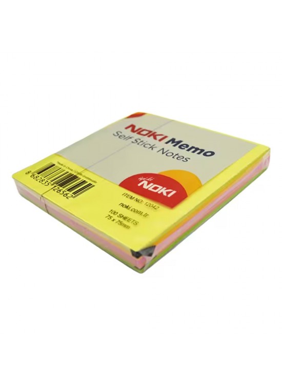 Noki Yapışkanlı Not Kağıdı Memo 75x75 Küp Neon 100 YP No:12042 (1 Adet)