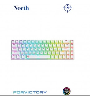 North Odin Pro WL68 LightCore Kablosuz Bluetooth RGB Red Switch Türkçe Beyaz Mekanik Gaming Klavye