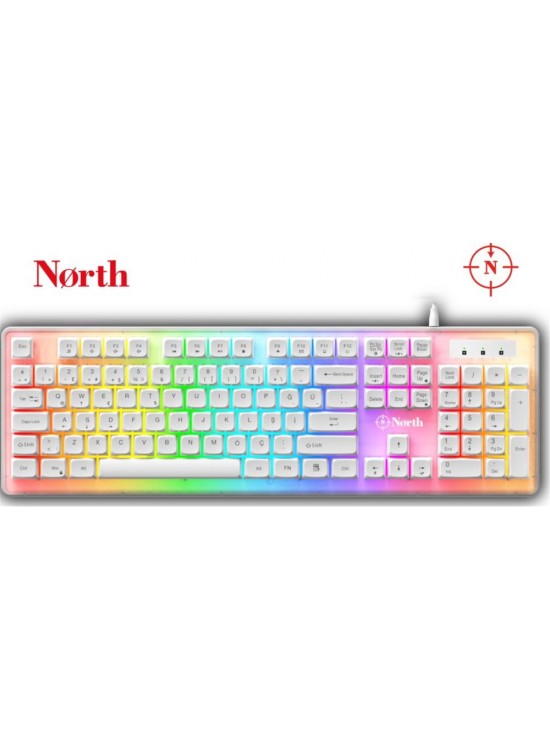 North Paladin Mekanik Hisli Türkçe RGB Beyaz Premium Gaming Klavye