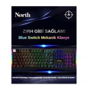 North Shield Blue Switch Türkçe Q RGB Mekanik Gaming Klavye