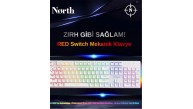 North Shield White Red Switch Türkçe Q RGB Beyaz Mekanik Gaming Klavye