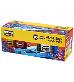 Nova Color Akrilik Boya Şişe 10 Lu Takım 30 ML Nc-2002