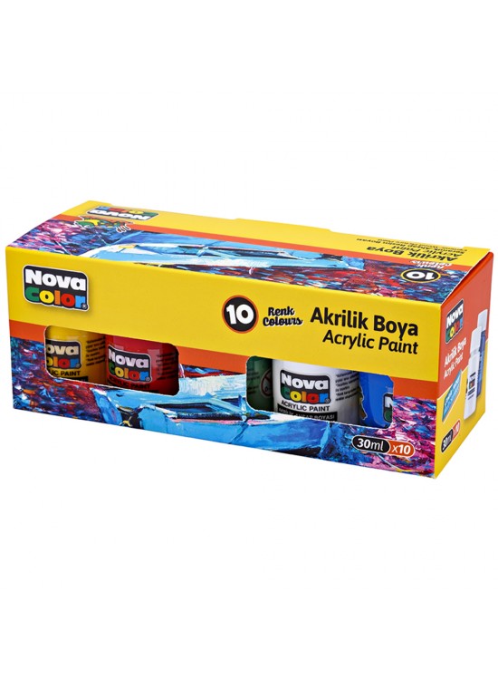 Nova Color Akrilik Boya Şişe 10 Lu Takım 30 ML Nc-2002 Nova Color Akrilik Boya Şişe 10 Lu Takım 30 ML Nc-2002