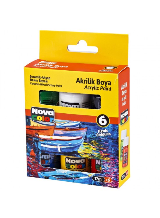 Nova Color Akrilik Boya Sise 6 Li 17 ML NC-2006 Nova Color Akrilik Boya Sise 6 Li 17 ML NC-2006