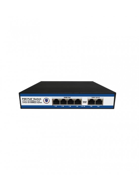 Nova NVC-PSE0420 4 Port Poe+ 10-100 Mbps 2 Port 10-100 Mbps Uplink Switch 65W