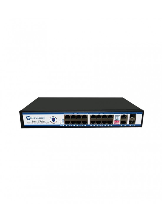 Nova NVC-PSEG1622 16 Port Poe+ 10-100-1000 Mbps 2 Port 10-100-1000Mbps Uplink 2 Port SFP Switch 300W Nova NVC-PSEG1622 16 Port Poe+ 10-100-1000 Mbps 2 Port 10-100-1000Mbps Uplink 2 Port SFP Switch 300W