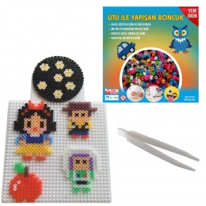 Ütü ile Yapışan 1000'li Renkli Boncuk-Tabla-Cımbız 3'lü Set