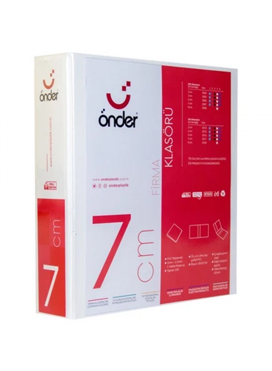 Önder Sunum Klasörü 2 Halkalı 70 MM A4 Beyaz 2007-5