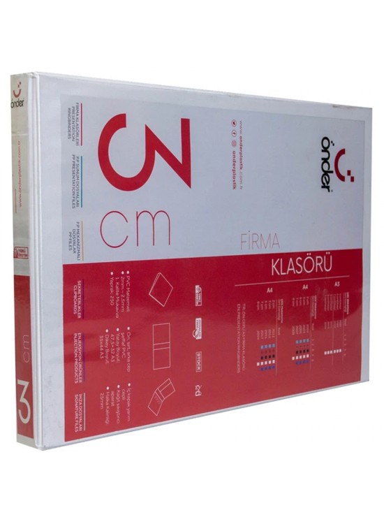 Önder Sunum Klasörü 4 Halkalı 30 MM A3 Yatay Beyaz 2021-5