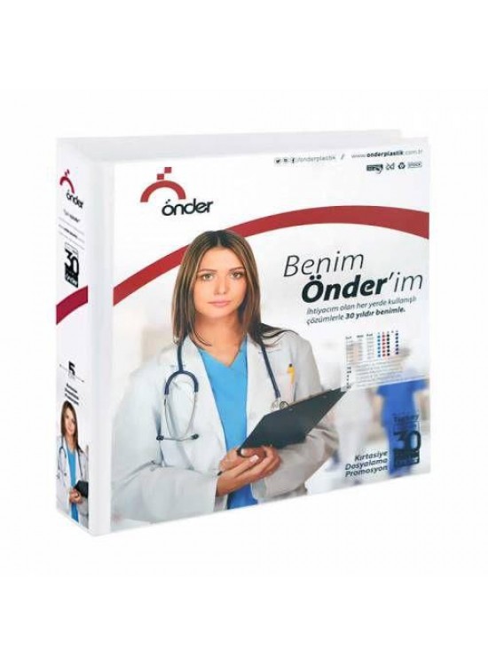 Önder Sunum Klasörü 4 Halkalı 70 MM A3 Yatay Beyaz 2025-5