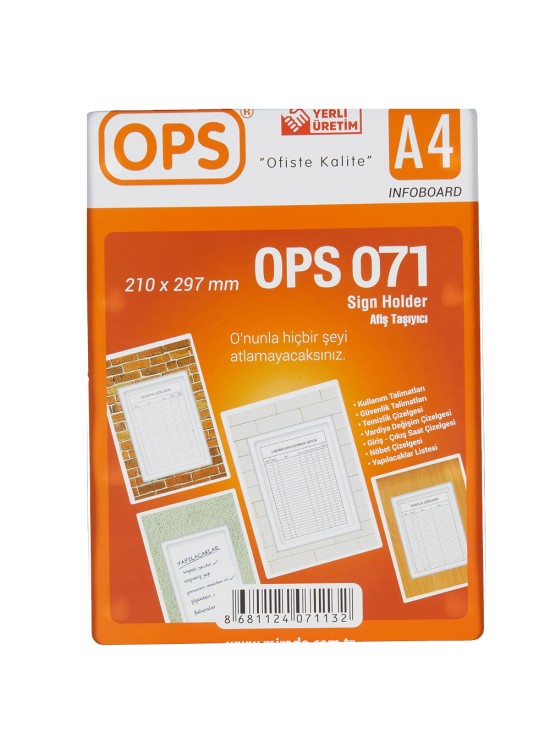 Ops Afiş Taşıyıcı A4 Duvar Tipi Dp 071 Ops Afiş Taşıyıcı A4 Duvar Tipi Dp 071