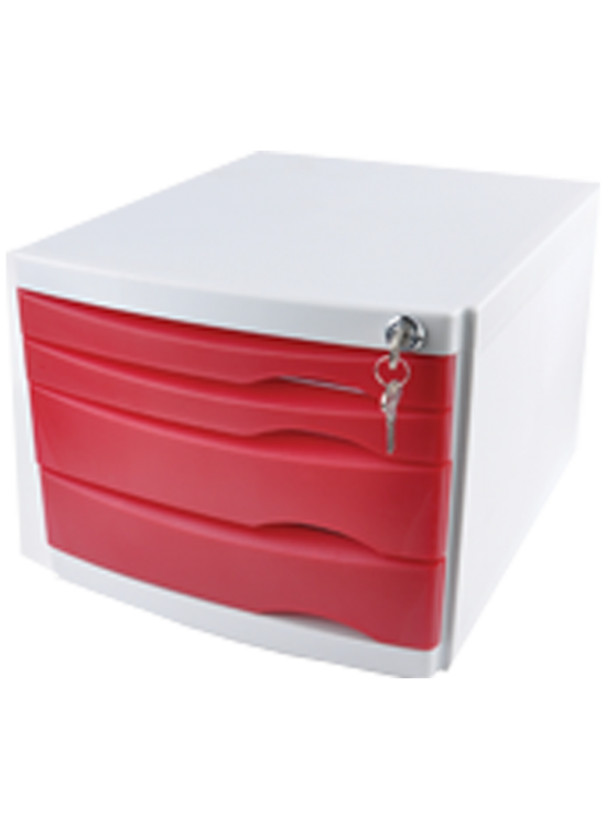 Ops Evrak Rafı Çekmeceli Plastik Kilitli 4 LÜ Mavi CMC 204