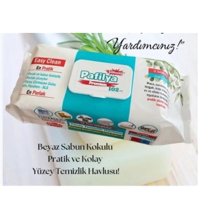 Pafilya Beyaz Sabun Yüzey Temizlik Havlusu 102 li Easy Clean Karbonat & Sirkeli (İz Bırakmaz)