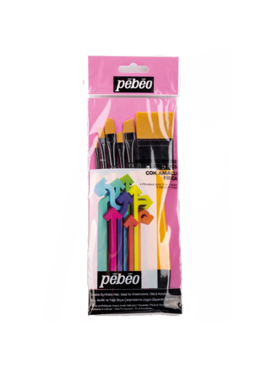 Pebeo Fırça Seti Düz Kesik Kısa Saplı No:0-2-4-10-12-18 6 LI SET-3