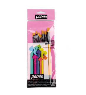 Pebeo Fırça Seti Düz Kesik-Yelpaze-Angular-Kedi Dili-Çizgi 8 Lİ SET-7