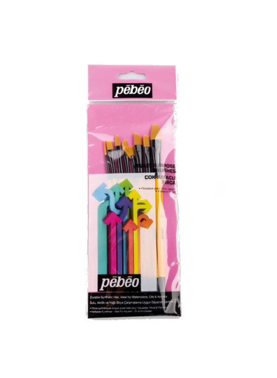 Pebeo Fırça Seti Düz Kesik-Yelpaze-Angular-Kedi Dili-Çizgi 8 Lİ SET-7