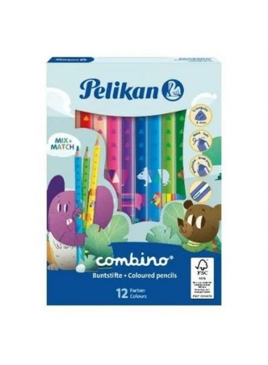 Pelikan Kuru Boya Kalemi Combino Jumbo Üçgen 12 Li Pelikan Kuru Boya Kalemi Combino Jumbo Üçgen 12 Li