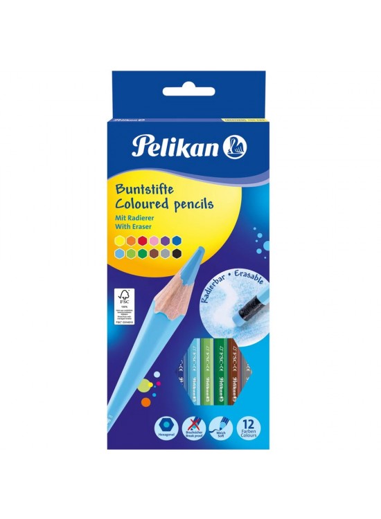 Pelikan Kuru Boya Kalemi Silgili 12 Li 700689