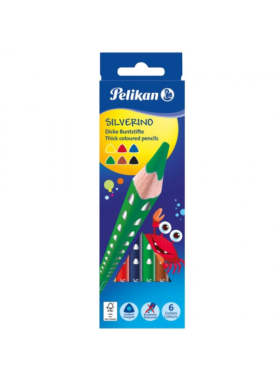 Pelikan Kuru Boya Kalemi Silverino Jumbo Üçgen 6 Lı 700610