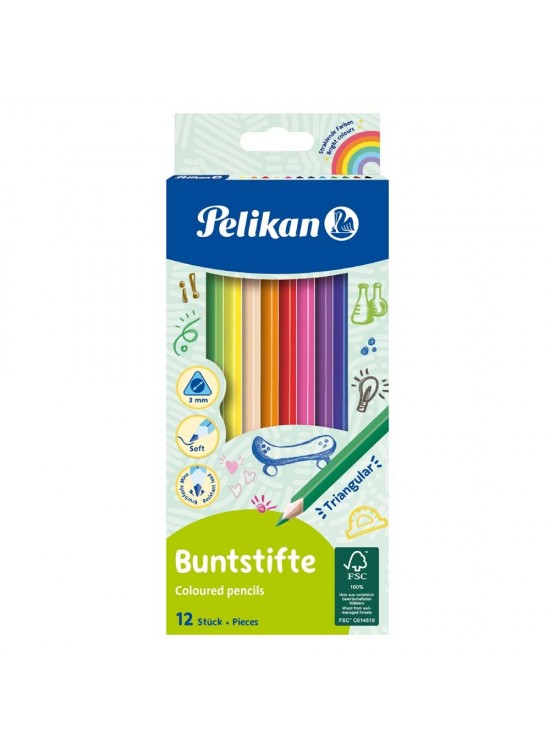 Pelikan Üçgen Kuru Boya Kalemi 12 Li 700115 Pelikan Üçgen Kuru Boya Kalemi 12 Li 700115