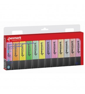 Penmark Fosforlu Kalem 12 Li Karışık Renk 4 Neon +4 Pastel+4 Simli