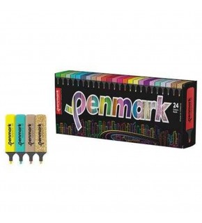 Penmark Fosforlu Kalem 24 lü Süperkutu 6neon+6pastel+6tropik+6sim