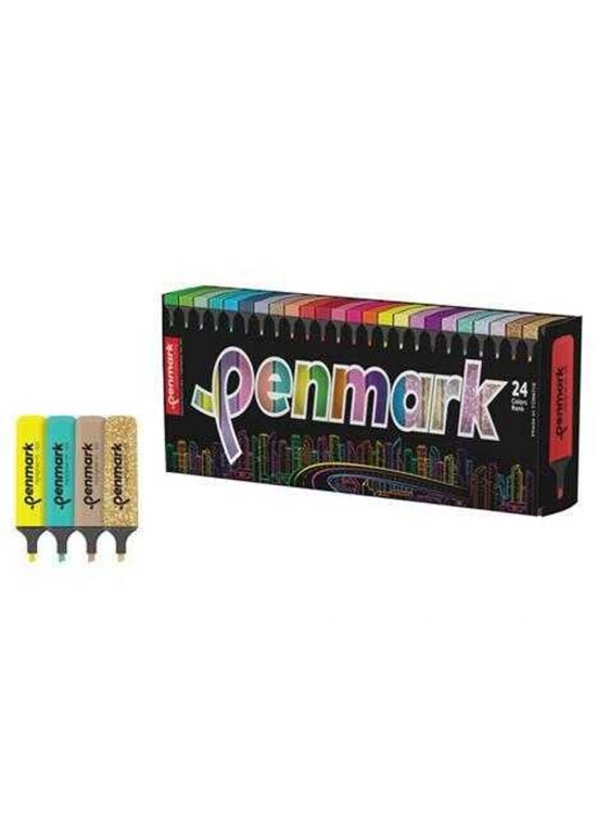 Penmark Fosforlu Kalem 24 lü Süperkutu 6neon+6pastel+6tropik+6sim