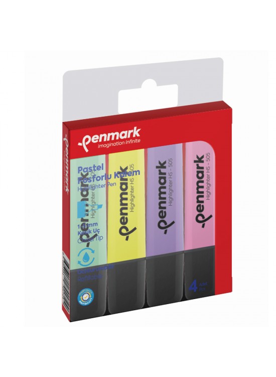 Penmark Fosforlu Kalem 4 Lü Karışık Renk Pastel HS 505 4P Penmark Fosforlu Kalem 4 Lü Karışık Renk Pastel HS 505 4P