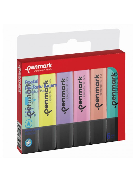 Penmark Fosforlu Kalem 6 Lı Karışık Renk Pastel HS 505 6P