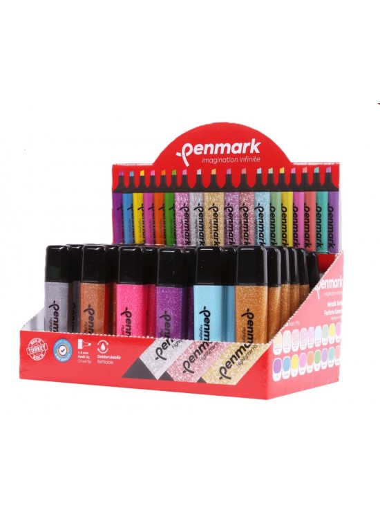 Penmark Fosforlu Kalem 60 Lı Stand Simli Renkler Penmark Fosforlu Kalem 60 Lı Stand Simli Renkler