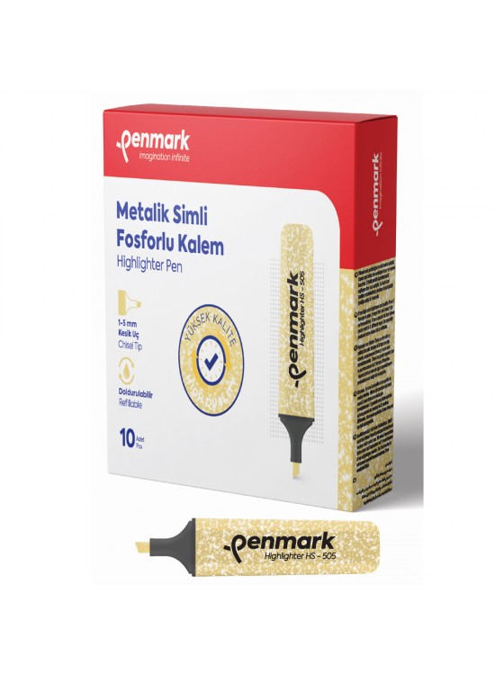 Penmark Fosforlu Kalem Metalik Simli Gold HS-505 13 (1 Adet)