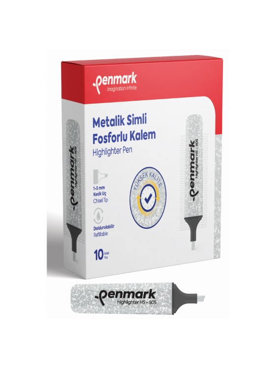 Penmark Fosforlu Kalem Metalik Simli Gümüş (1 Adet) Penmark Fosforlu Kalem Metalik Simli Gümüş (1 Adet)