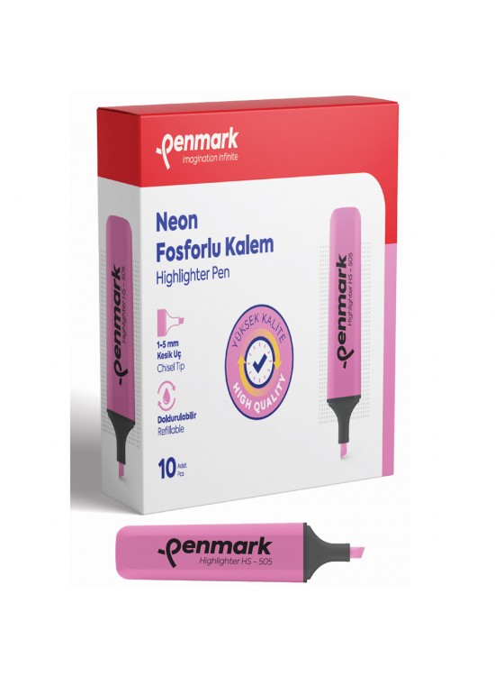 Penmark Fosforlu Kalem Neon Pembe HS-505 04 (1 Adet) Penmark Fosforlu Kalem Neon Pembe HS-505 04 (1 Adet)