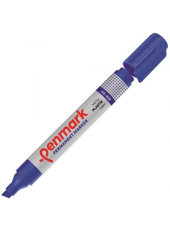Penmark Markör Permanent Kesik Uç Mavi HS-406 (1 Adet) Penmark Markör Permanent Kesik Uç Mavi HS-406 (1 Adet)
