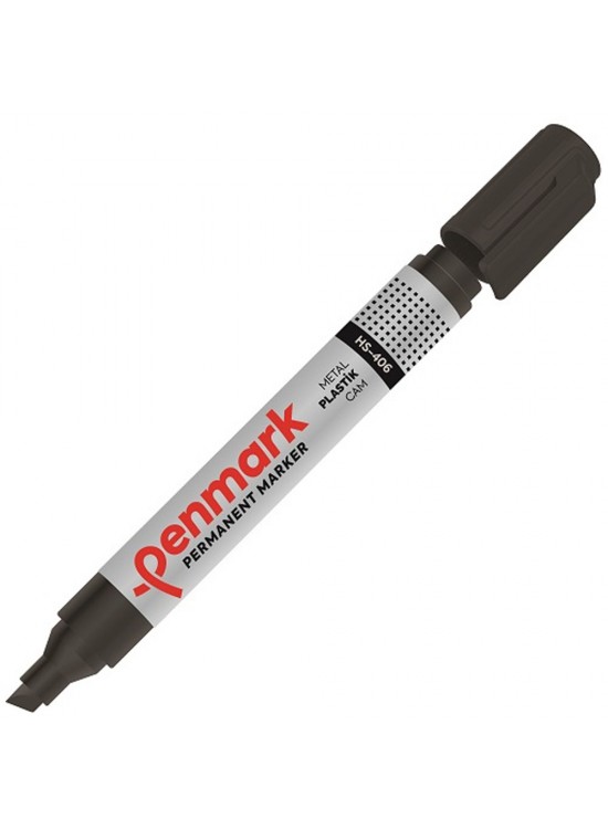 Penmark Markör Permanent Kesik Uç Siyah HS-406 (1 Adet)