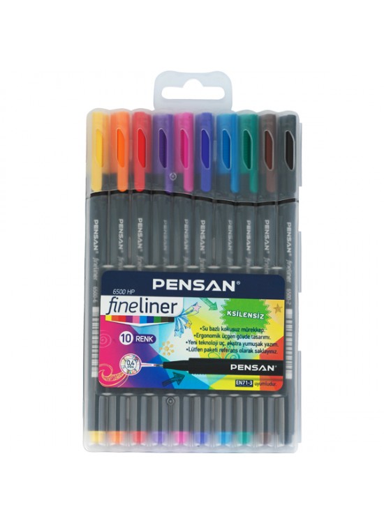 Pensan Fineliner Keçe Uç Kalem 0.4 MM 10 LU Plastik Kutulu 6500 HP