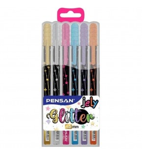 Pensan Jel Kalem Jely 1.0 MM Glıtter Simli Krş 6 Lı 2800