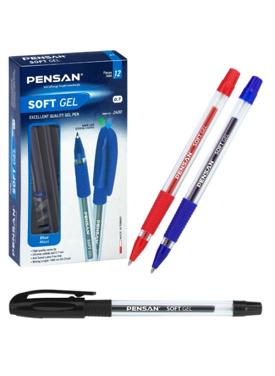 Pensan Tükenmez Kalem Soft Gel 0,7 mm Mavi 2400 (1 Adet)